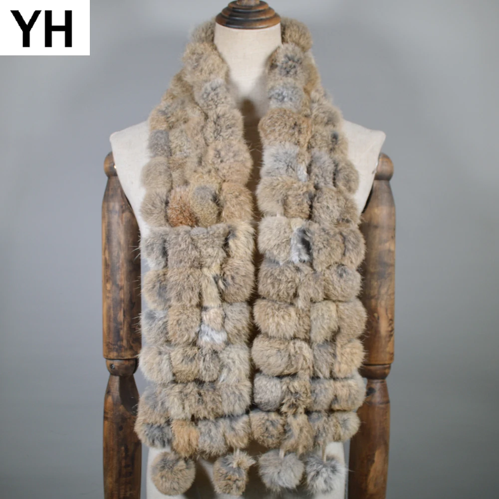 Женский шарф из натурального меха 2020 зимний теплый шейный платок кроличьего