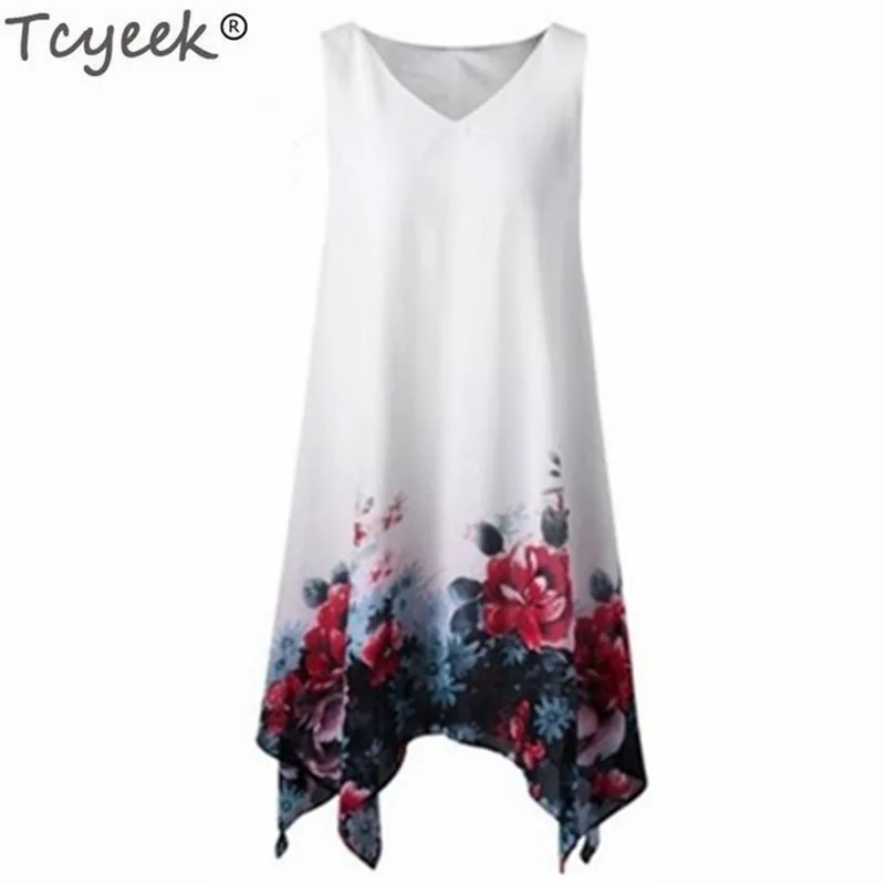 Летнее пляжное платье женская одежда размера плюс 5XL бархатное с цветочным