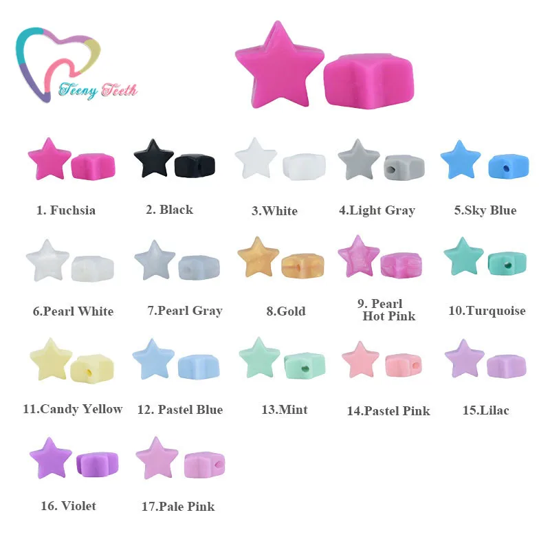 20 шт. 14 мм силиконовый мини-бисер в форме звезды пищевые бусины без БФА для