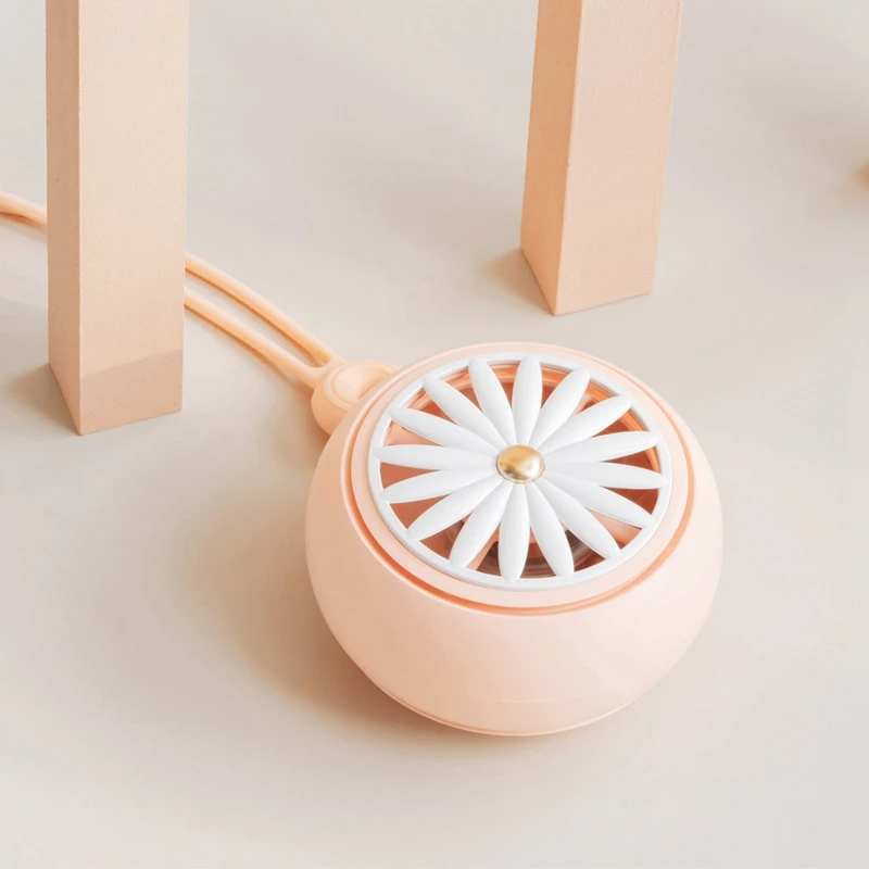 

Hanging Neck Small Fan, USB Charging Student Outdoor Portable Handheld Daisy Fan for Travel and Play
