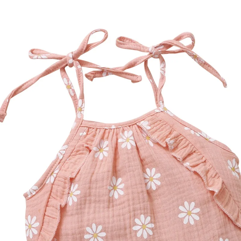 

2021 new Summer Infant Baby Girls Sleeveless Floral Print Strap Rompers Bodysuit Jumpsuit Newborn Clothes