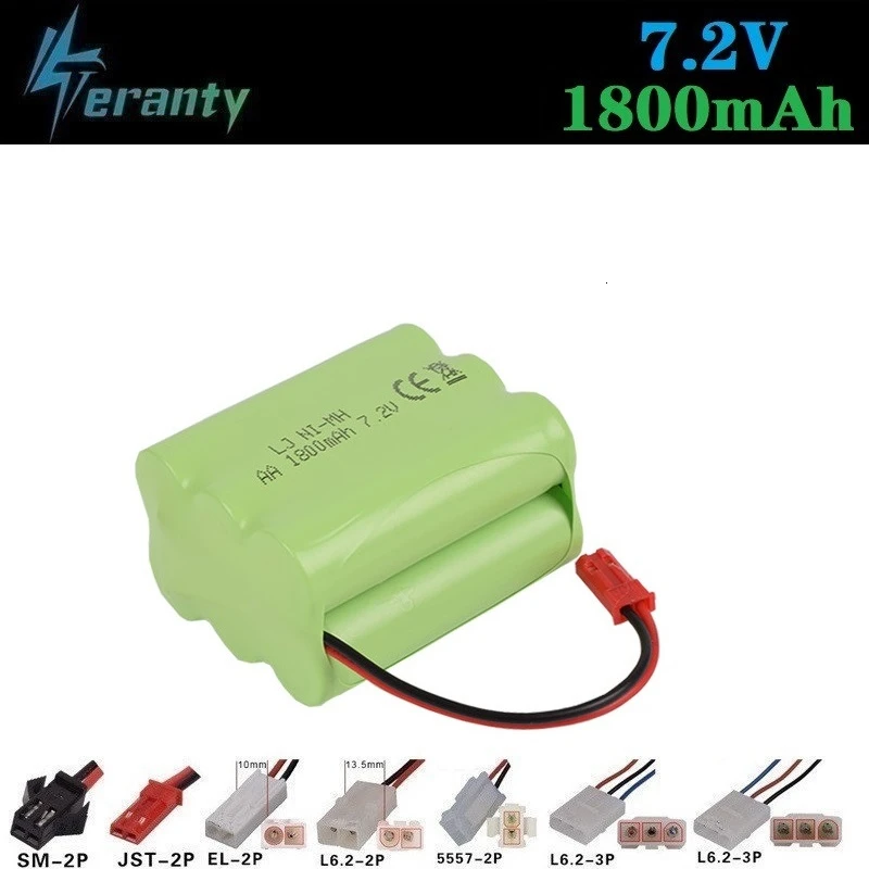 

( JST Plug ) 7.2v 1800mah NiMH Battery For Rc toys Car Tanks Trains Trucks Robots Boats Guns AA 700mah 7.2v Rechargeable Battery