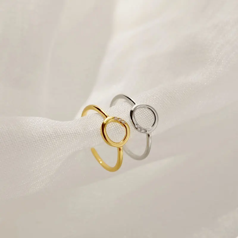 

S925 Серебряное кольцо с геометрическим рисунком, кольцо с отверстием, регулируемое простое модное винтажное кольцо в новом стиле