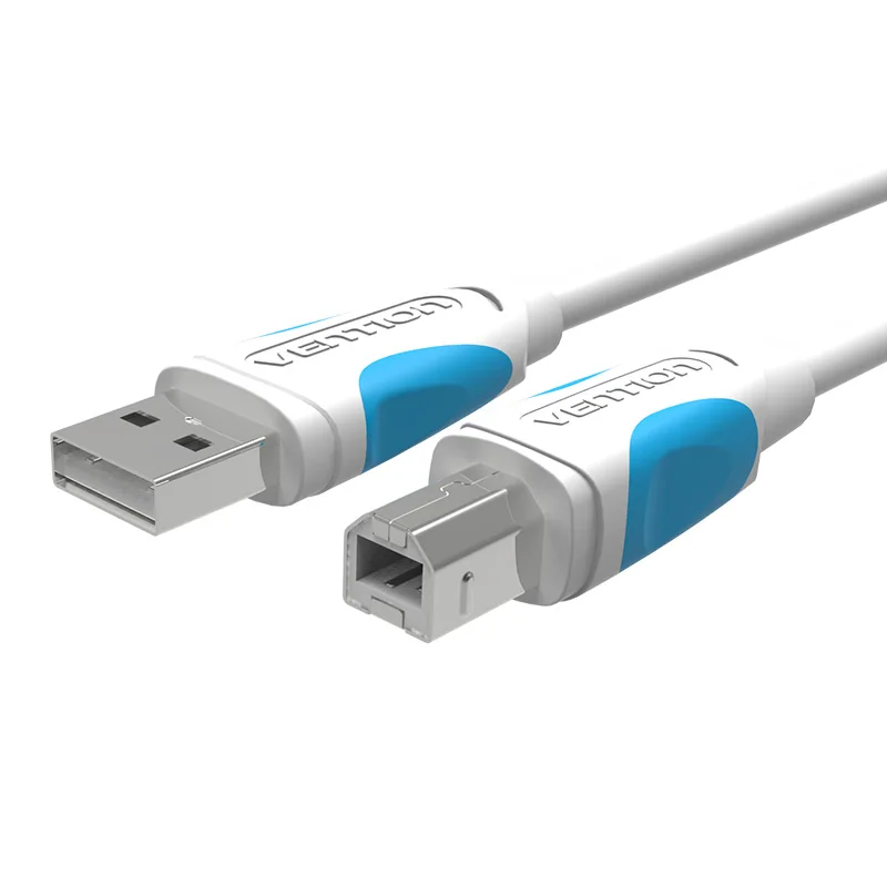 No Ring- White Vention USB 2,0 кабель для печати USB 2,0 type A Male To B Male Синхронизация данных сканер USB кабель для принтера 1 м 2 м для принтера hp Canon Epson - Цвет: No Ring- White