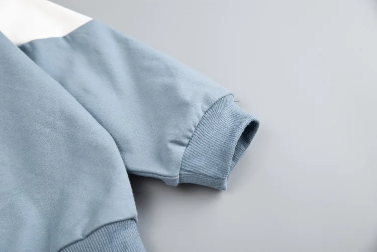 New spring and autumn children's suits clothing boys girls baby stitching color hooded long-sleeve Sweatshirt + trousers two-piece suit |