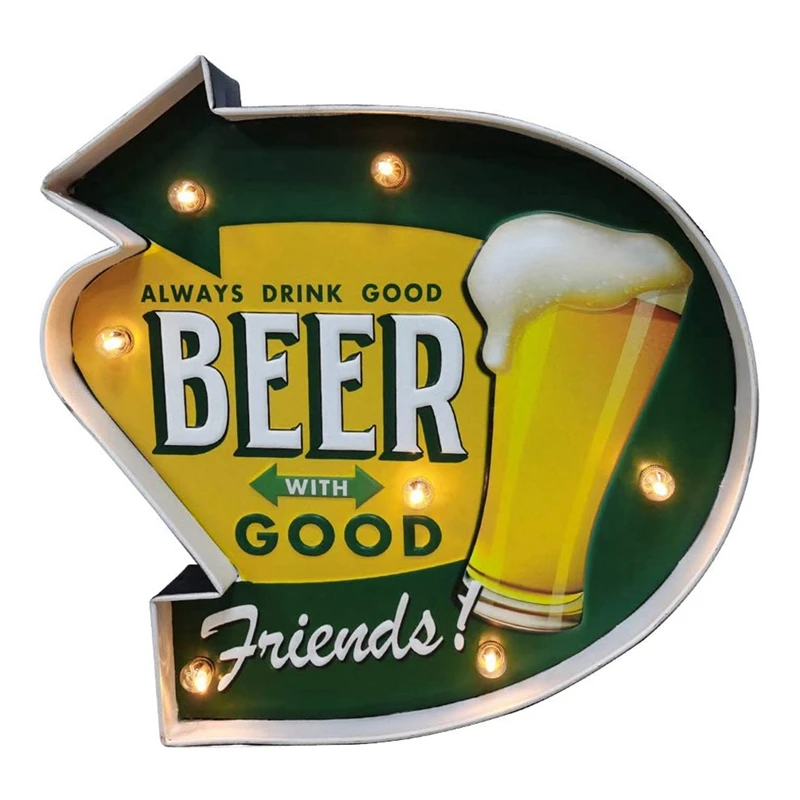 

Coffee Bar Decor Metal Wall Retro Tin Vintage Signs Industrial Style Light Up Sign for Home or Cafe Wall Decoration