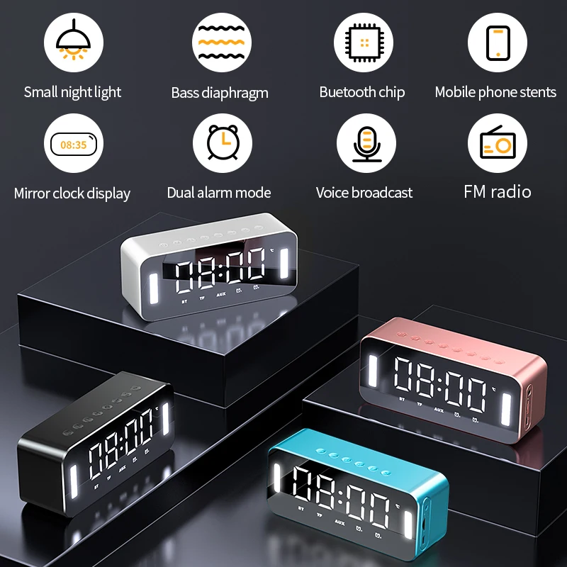 Bluetooth-часы Caridite H8 домашний будильник динамик сабвуфер маленькая стальная пушка