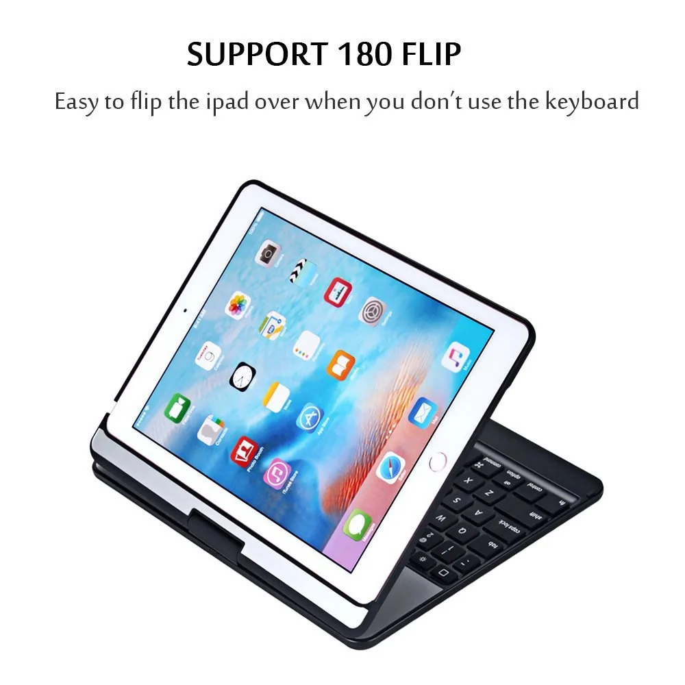 Для iPad Pro 9,7 360 градусов вращение беспроводной Bluetooth клавиатура чехол с 7 цветов светодиодный подсветка