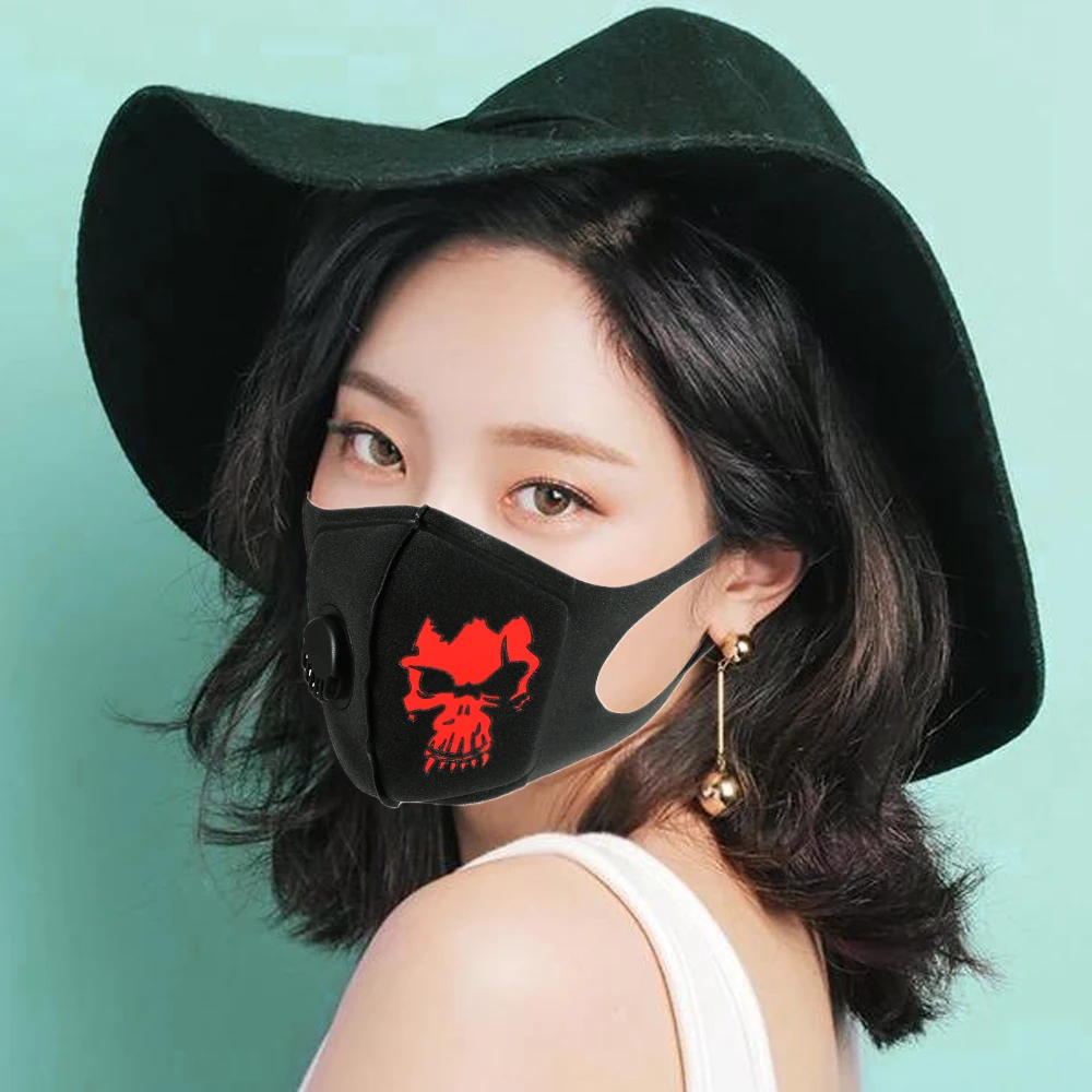 

Half Face Skull Mouth Cover with Breathing Valve, face Cover reusable Washable Anti Dust Mouth Protection