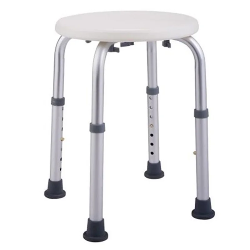 

7 Levels Adjustable Aluminum Alloy Elderly Round Shower Stool Bathing Aids White For Disabled Elderly