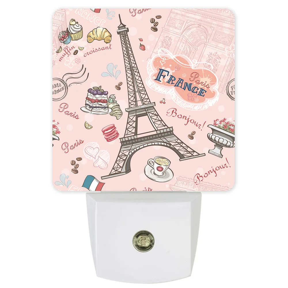 Париж Розовый ретро Эйфелева башня светодиодный ночник с датчиком детский вилка
