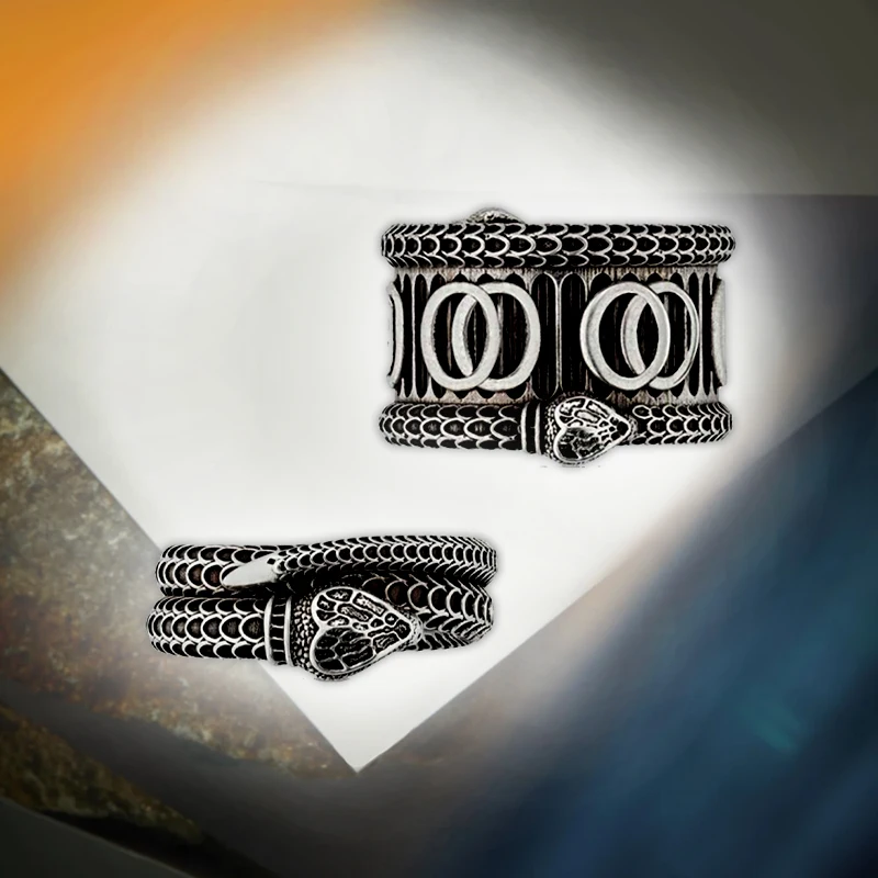 

925 Sterling Silver couple ring snake shaped design unique style 2021 hot sale