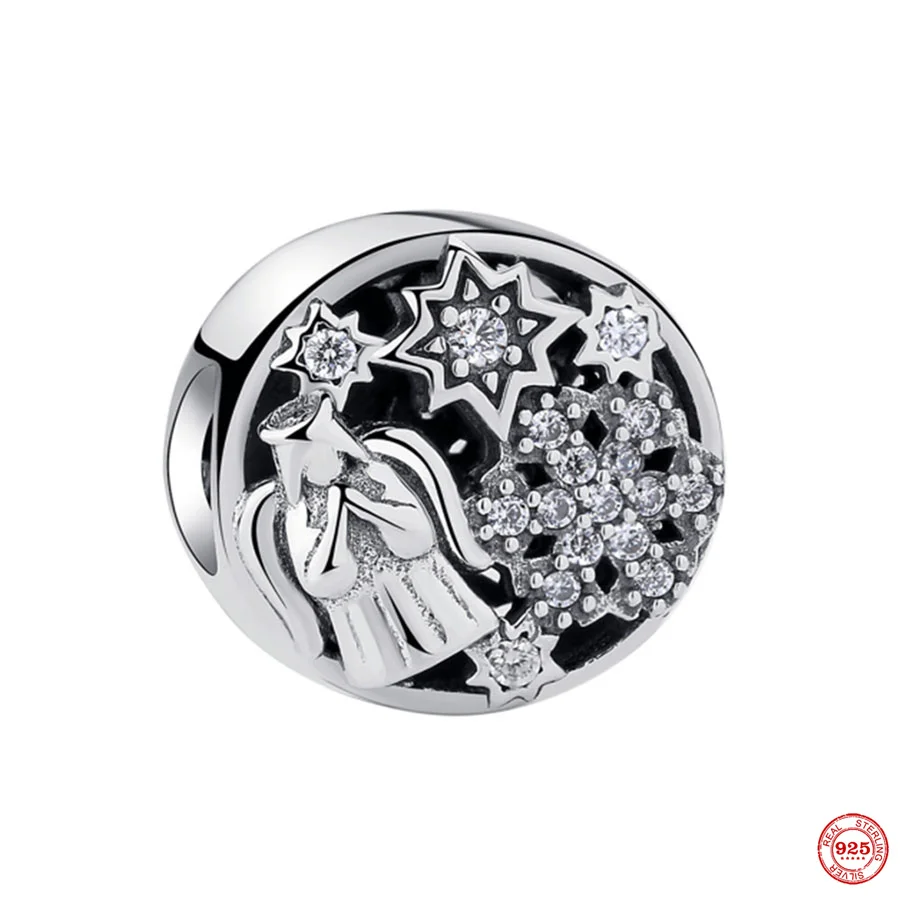 Женский браслет из серебра 925 пробы с кулоном в виде короны и юбки ангела |