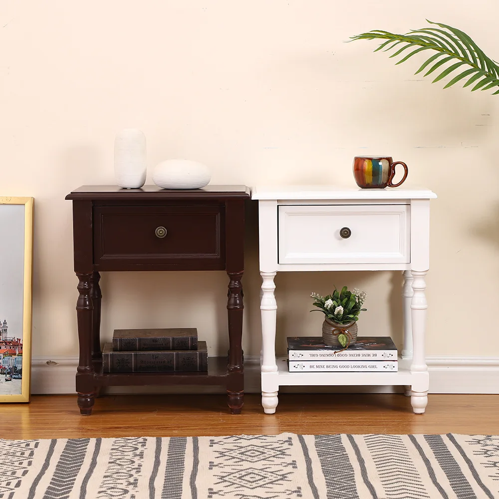 Solid Wood Bedside Table Simple Modern American Retro Narrow Cabinet Home Economic Creative Small |