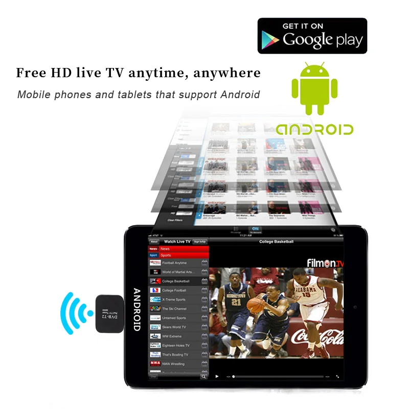 ZYKER DVB T2 Pad USB TV тюнер HD антенна цифровое телевидение Stick Watch Live приемник для Android Phone