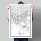 Черный, белый цвет карта городов мира плакат Nordic Гостиная настенные картины на холсте для домашнего декора живопись Албания тирана Дуррес камэз