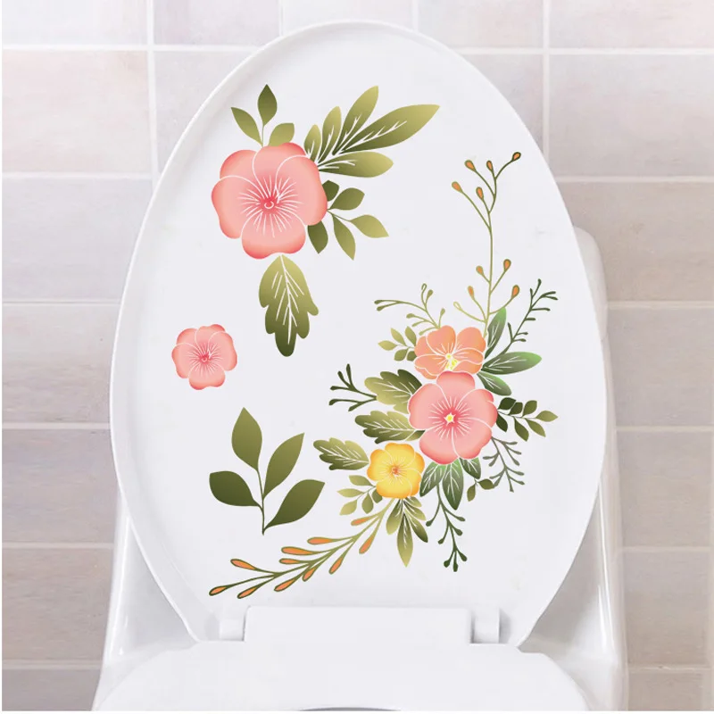 

Flower mural toilet stickers bathroom decoration stickers bathroom decoration self-adhesive paintings Giraffe cobblestone