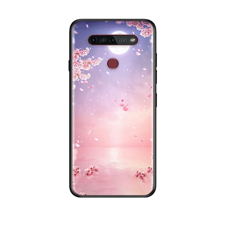 

Japanese cherry blossom For LG G8 V30 V35 V40 V50 V60 Q60 K40S K50S K41S K51S K61 K71 K22 ThinQ 5G TPU Silicone Black Phone Case