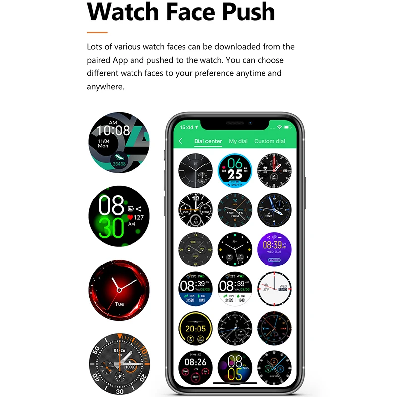 

Smart watch bluetooth music control clock dial push custom dial stopwatch smart bracelet ladies men ip68 waterproof watch