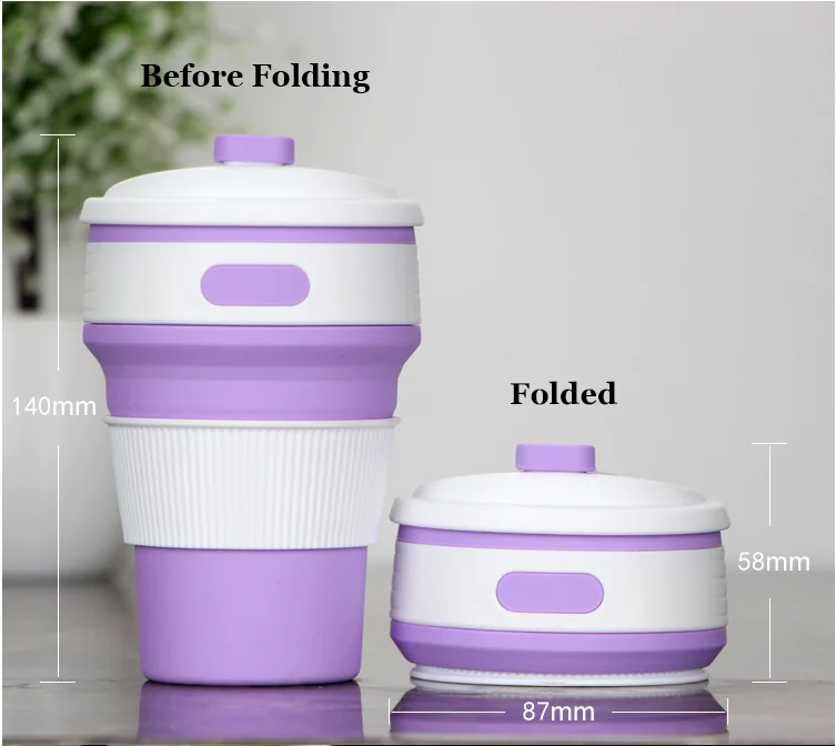 Дорожная чашка для воды портативная силиконовая телескопическая складная