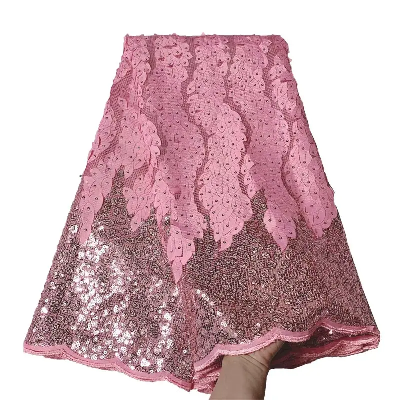 

2020 Sequin Lace Fabric Mesh Purple Color African Embroidery Sequence Nigerian French Party Latest High Quality Tulle Hot Sale