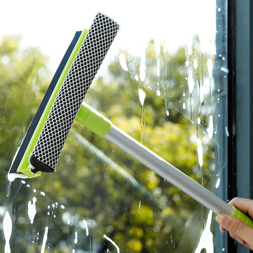 

Двусторонняя щетка для окон, алюминиевая мягкая губка с длинной/короткой ручкой, инструменты для уборки дома