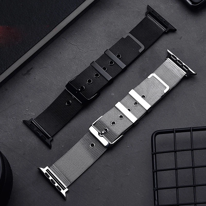 

Ремешок «Миланская петля» для Apple Watch band 44 мм 40 мм, браслет из нержавеющей стали для iWatch band 42 мм 38 мм, Apple watch 5 4 3 38 42 44 мм