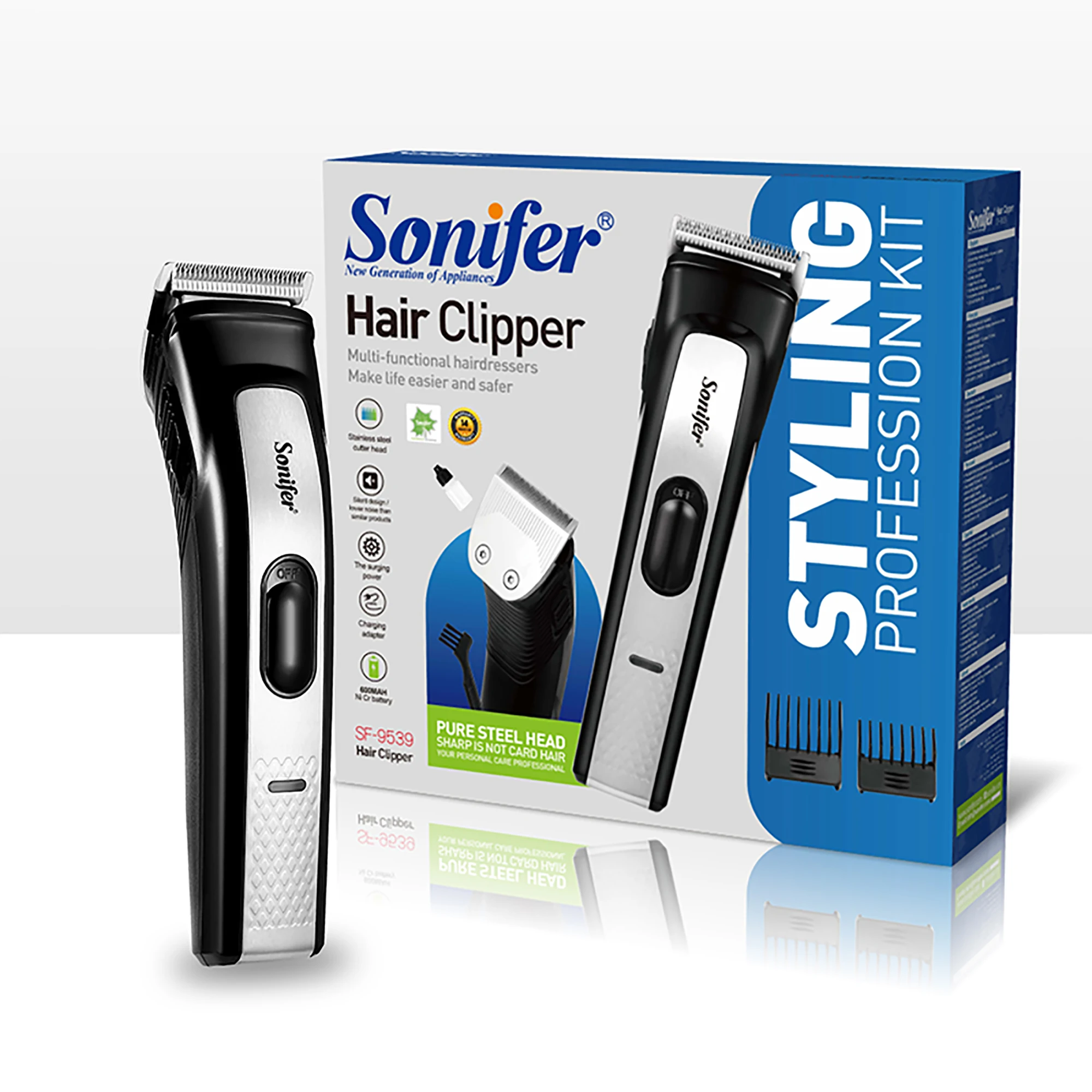

Бритвенный станок для мужчин, Беспроводная Машинка для стрижки волос, триммер для бороды, беспроводной парикмахерский аппарат Sonifer SF9539