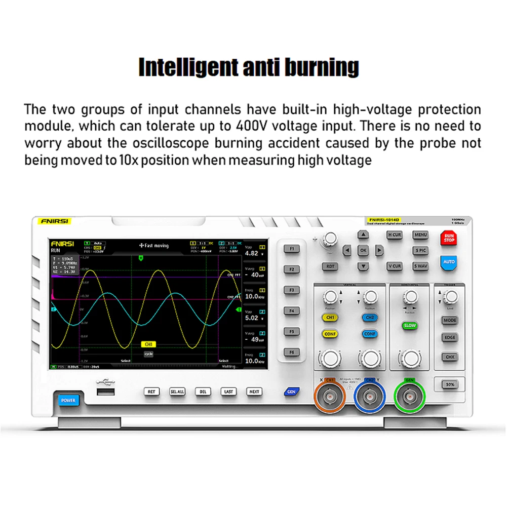 FNIRSI-1014D Two In One Dual Channel Input Signal Generator Desktop Oscilloscope 1GSa/s Sampling Rate 1GB Storage | Инструменты