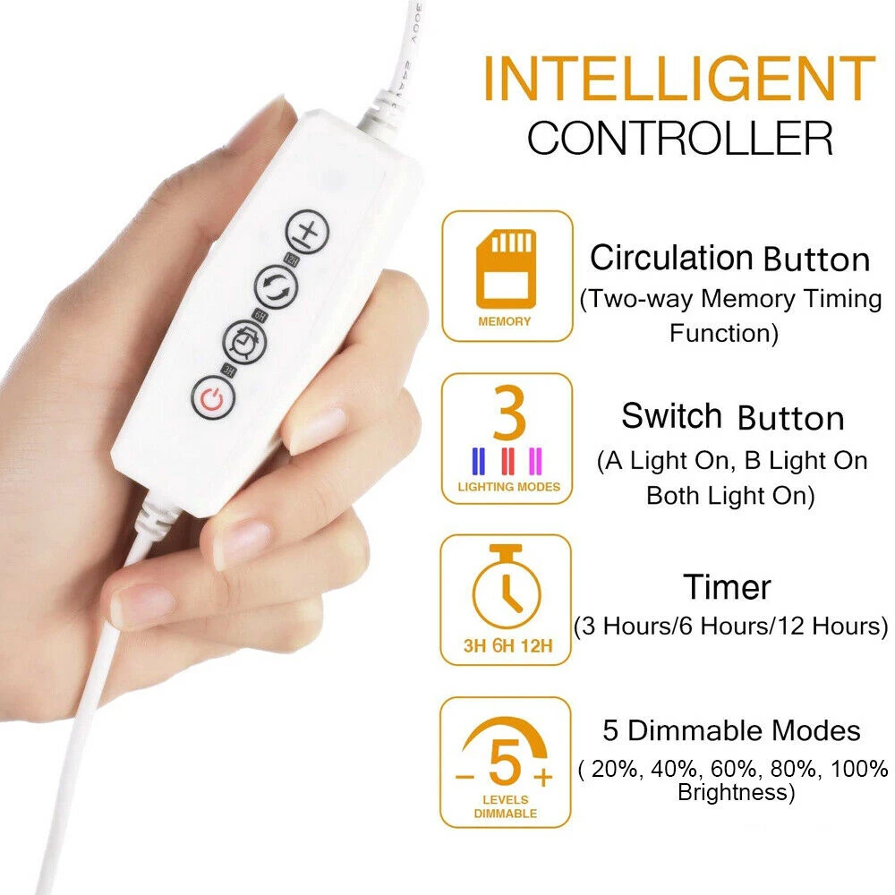 WAKYME 45W LED Grow Light Full Spectrum Phyto Lamp USB E27 Indoor Plant Timer Dimmable for Flower Seeds Growing on.WAKYME 45W LED Гроу Лайт Полный Спектр Фитолампа USB E27 Внутренняя Растение Таймер Регулируемая Яркость для Роста Цветовых Семян.