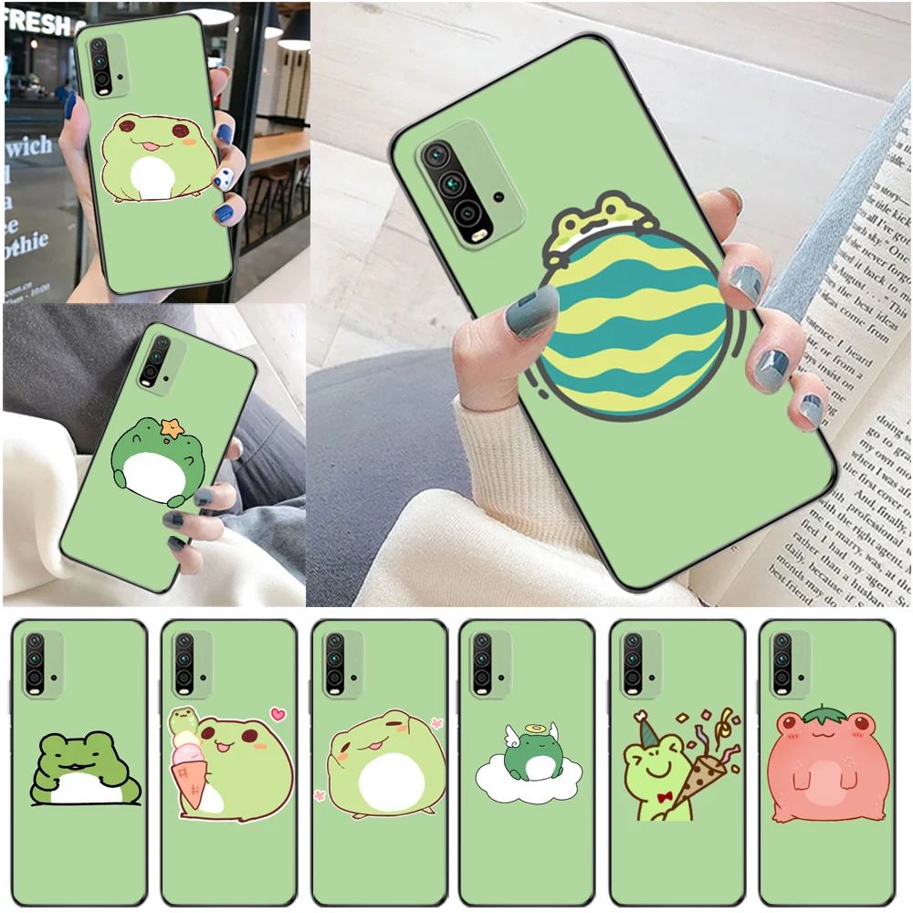 

Cute Funny Mint Green The Frog Phone Case For Xiaomi Redmi 9A 9C 10S 10X 10T MAX 9T 9 9S 5G 10 9 Pro Soft TPU Cases Funda