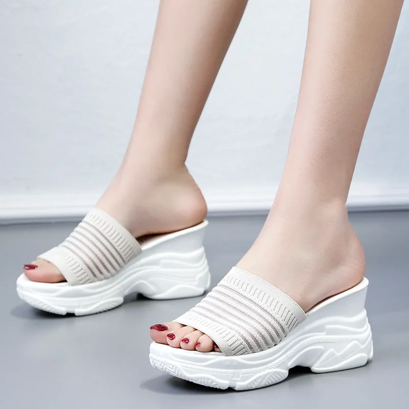 

High Platform Wedges Party Slippers Women Outdoor Casual Sliders Shoes for Woman Heels Woman Slipper Sandal Vendors Wholesale