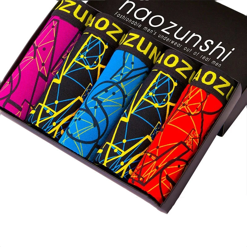 Men's Under Wear Boxing Printing Under Wear Men's Couple Cotton Shorts Sexy Suit Cartoon Under Wear Flat Angle Boxer Shorts 3XL