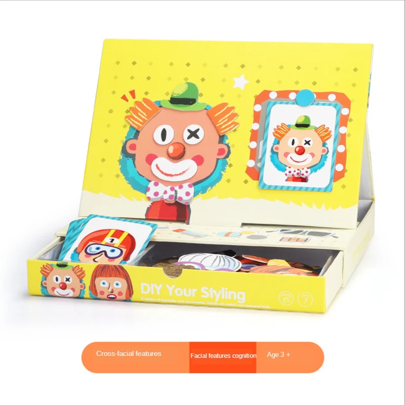

Magnetic face changing puzzle board children refrigerator paste children magnetic Book Educational Toys