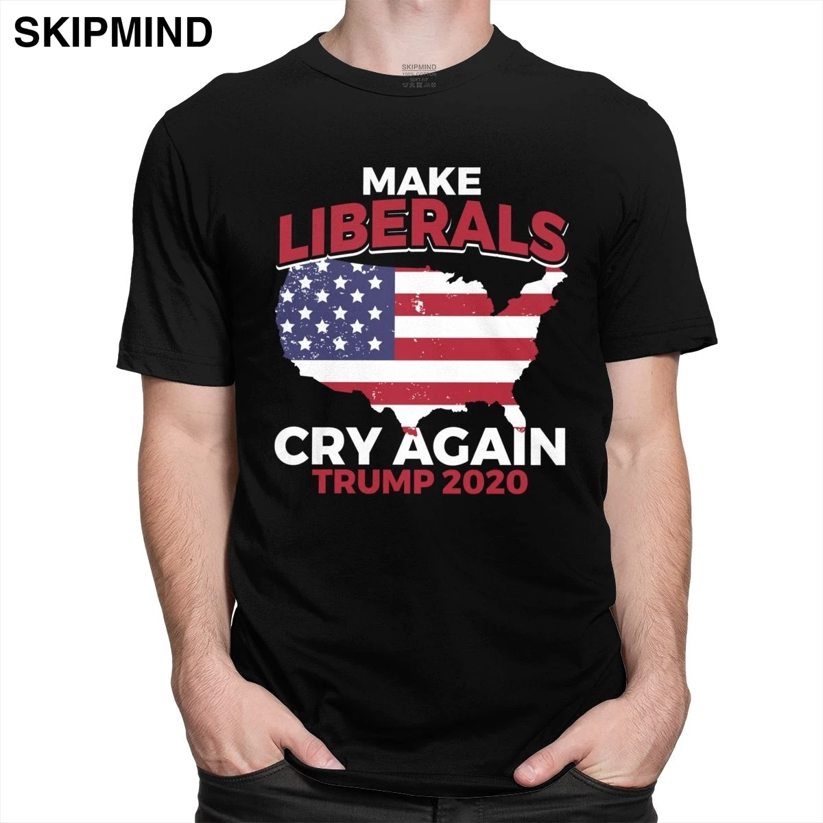 2020 футболка с рисунком Make Liberals Cry Again Дональд Трамп Мужская из 100% хлопка короткими