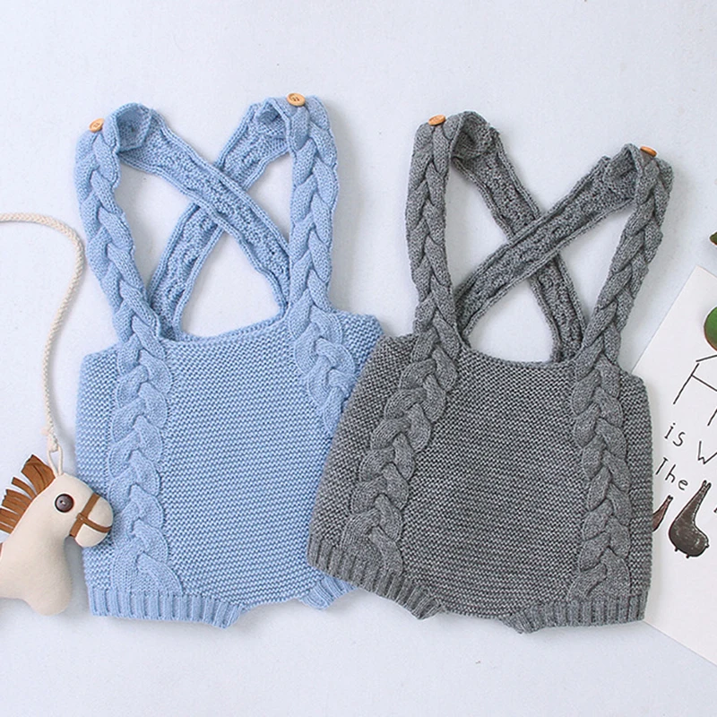 

Baby Boy Girls Pure Color Hemp Flowers Knitting Braces Rompers 2020 Autumn Infant Baby Romper Baby Boy Girl Romper Clothes