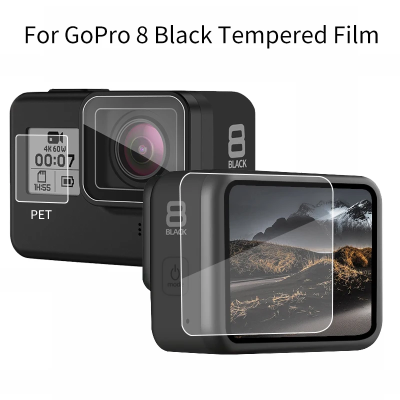 Защитный силиконовый чехол для объектива камеры GoPro Hero 8 закаленное стекло -