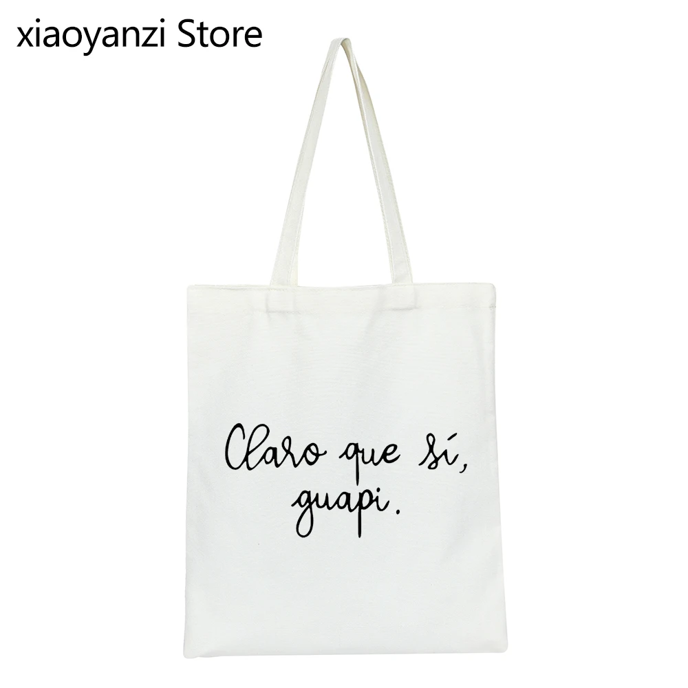 

Claro que si guapi Spanish Letter Print Women Handbag Casual Funny Shopping Bags For Lady Hipster Tumblr Shoulder Bags SL-976