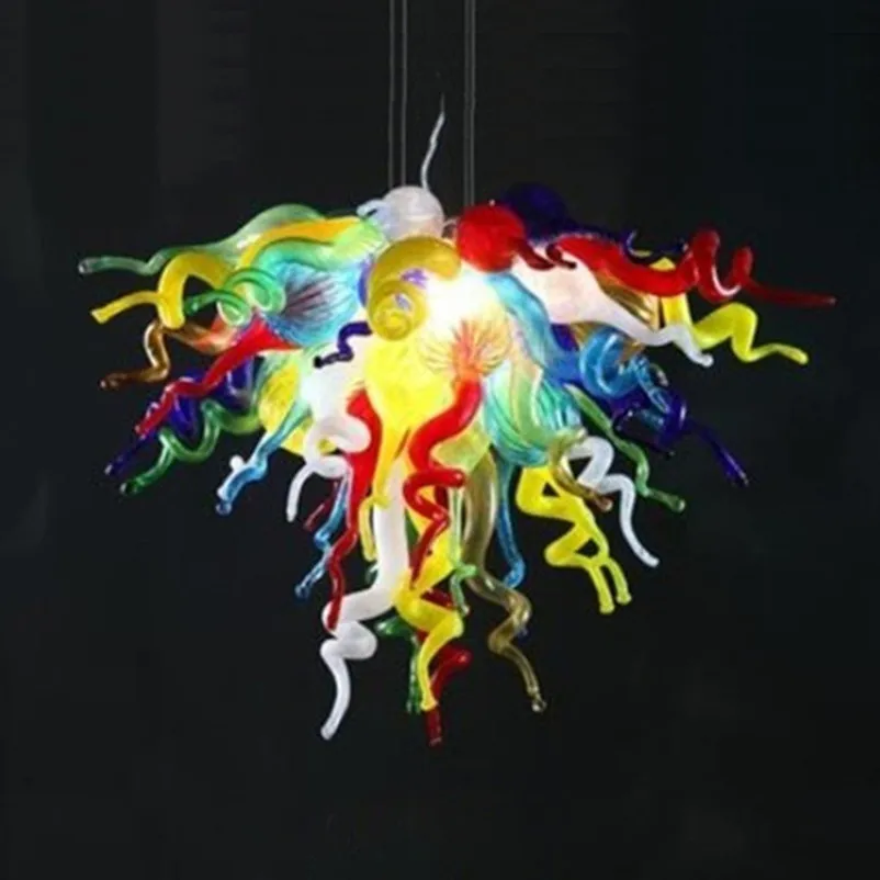 

Hand Blown Glass Chandelier Energy Saving Colorful Modern Pendant Led Light Foyer Stair Chandeliers 24 Inches