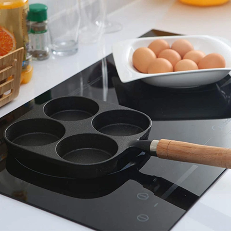 

Four-Hole Mini Fried Egg Pot, Household Egg Burger Machine Uncoated Non-Stick Pan, Breakfast Fried Egg Mold CNIM Hot