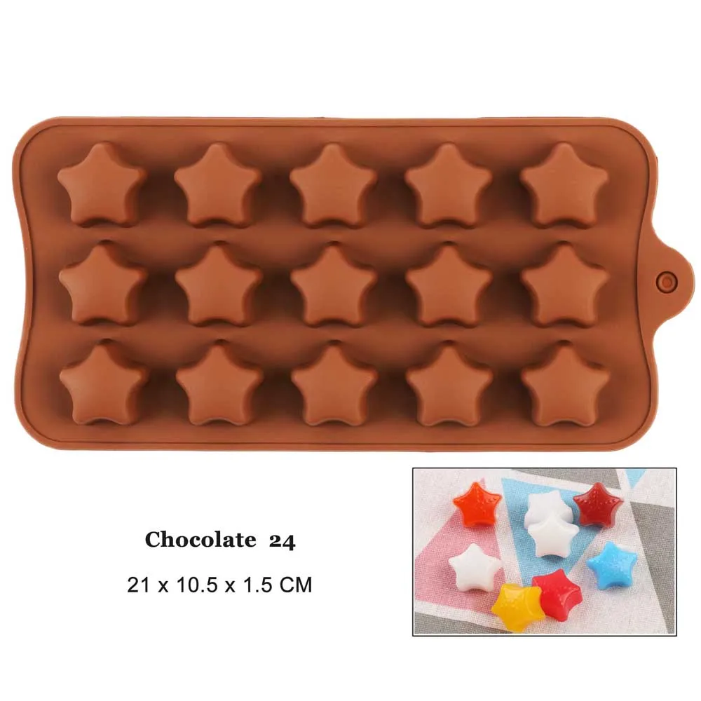 

Silicone Chocolate Mold Lovely Star 15 Holes Non-stick for Chocolate Candy Fudge Ice Resin Jelly Cake Decoration DIY Homemade