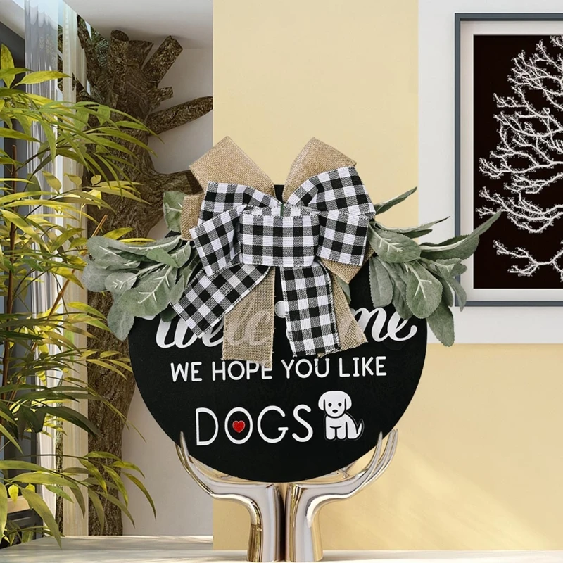 

Greenery Rustic Wreath Sign for Farmhouse Front Porch Decor Rustic Door Hangers Front Door Home Sign Porch Hanging Housewarming