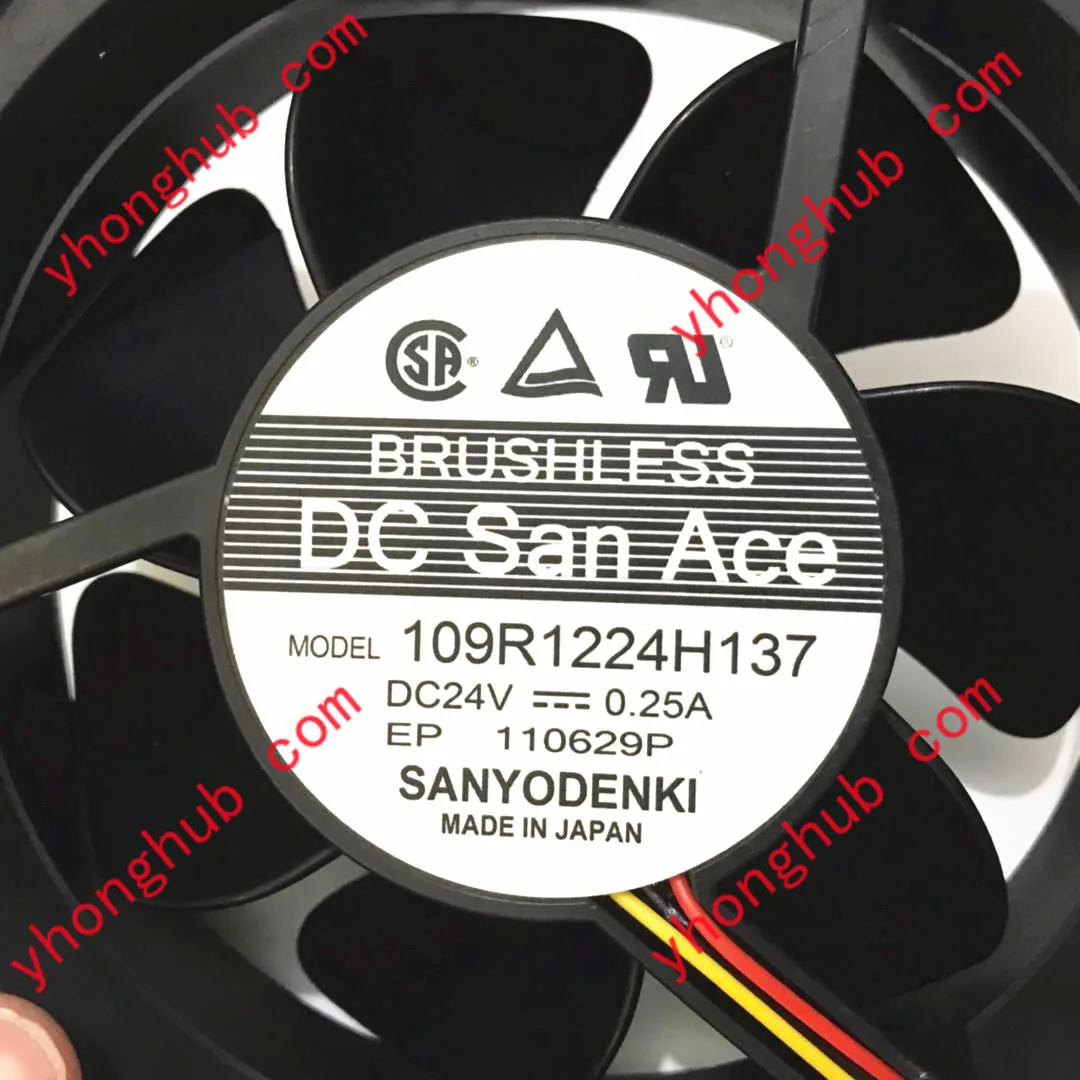 3-проводной охлаждающий вентилятор для сервера SANYO DENKI 109R1224H137 DC 24V 0.25A | Компьютеры