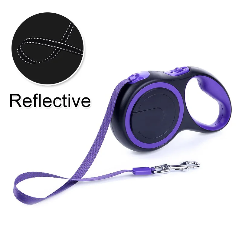 Reflective Purple Автоматическая выдвижная собаку поводок для больших собак прочного нейлона домашние привести светоотражающие выдвижной, для щенков прогулки поводки для питомцев продукты - Цвет: Reflective Purple
