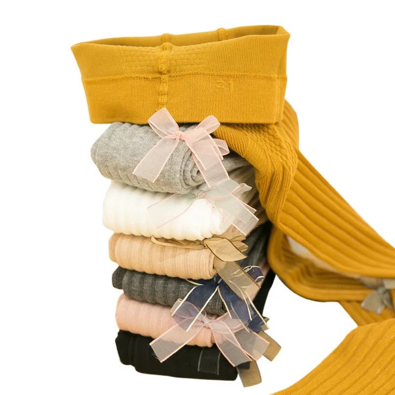 

Girls Leggings Socks Cotton Lace Bow Pantyhosefor Kids Vertical Stripe