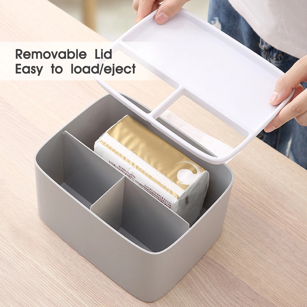 

LORDWEY Makeup Organizer with Removable Jewery Tray Tissue Box Bathroom Tissue Dispenser Portable Napkin Holder Table