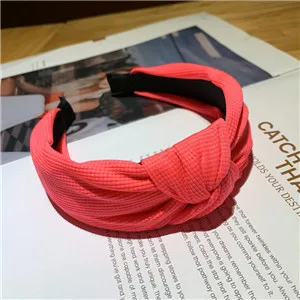 Rose red Модные неоновые цветные тканевые женские повязки для волос с бантиком для девушек женские аксессуары для волос - Цвет: Rose red
