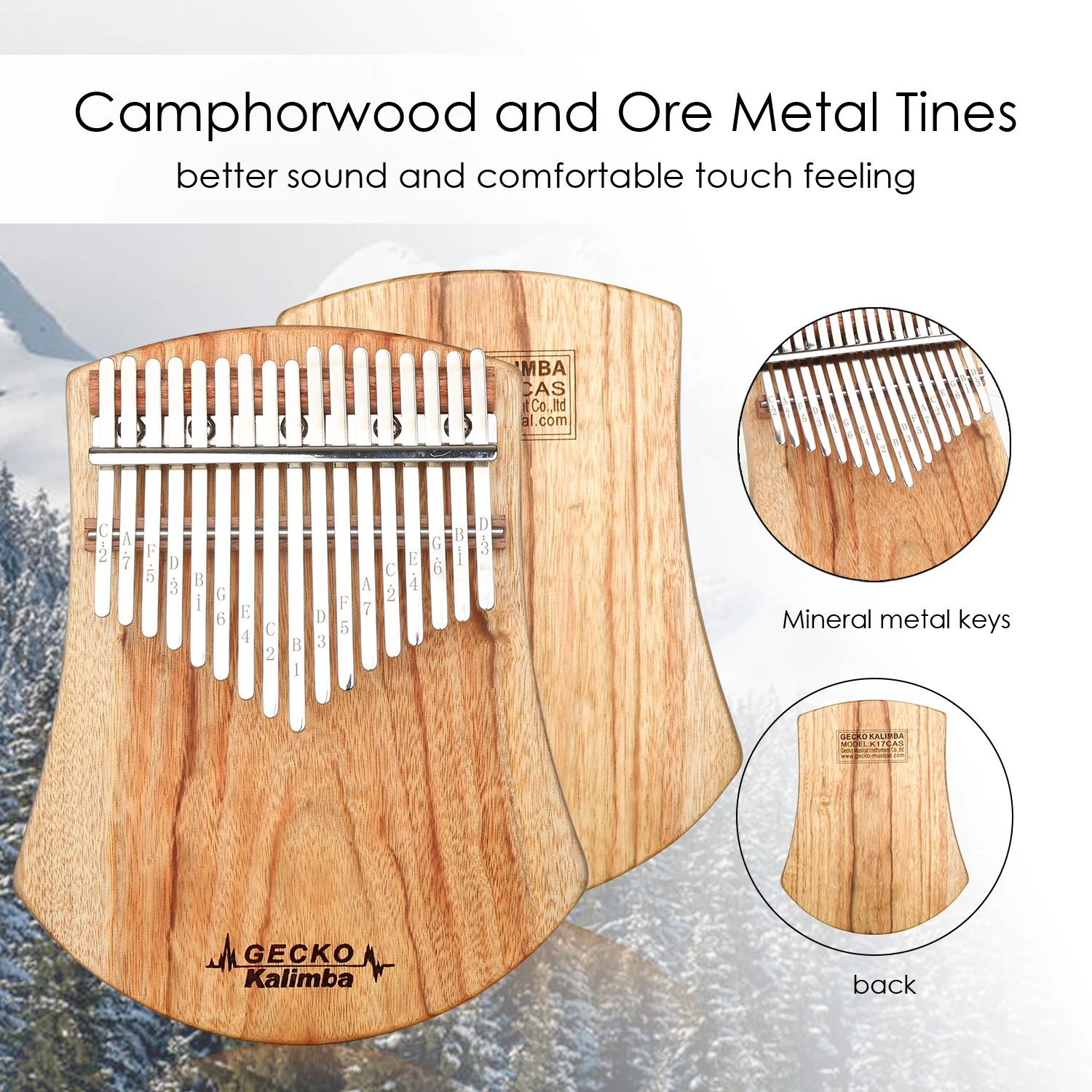 Калимба Gecko 17 клавиш корпус из массива дерева музыкальный инструмент с