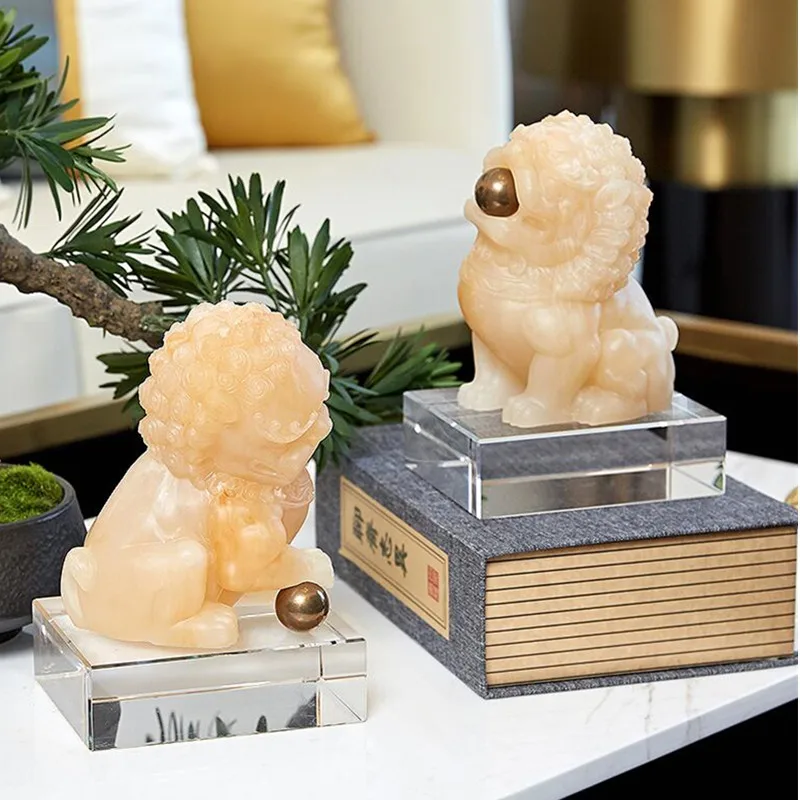 

Chinese Style Stereoscopic Lion Resin Craftwork Sculpture Creative Home Living Room Decoration Store Opening Gift X5529