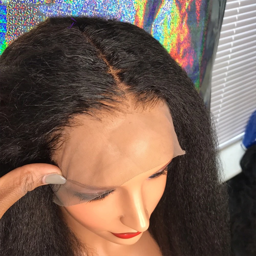 Курчавые прямые парики из человеческих волос на сетке спереди для черных женщин